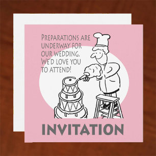 Funny Wedding Invitation with Giant Wedding Cake