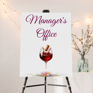 Funny Wedding Manager's Office Sign with Wine