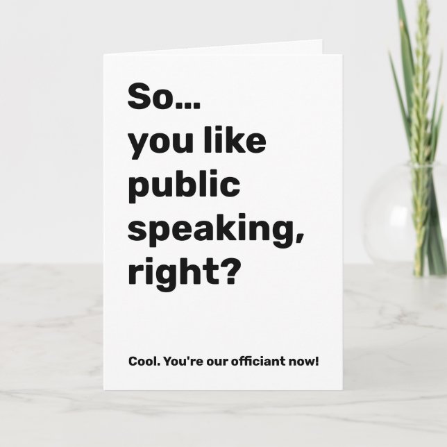 Funny Wedding Officiant Proposal Greeting  Card (Front)