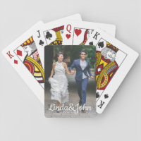 Funny wedding photo, classic script, custom playing cards