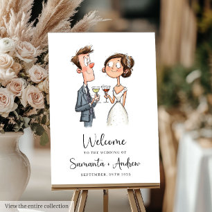 Funny wedding poster with quirky bride groom