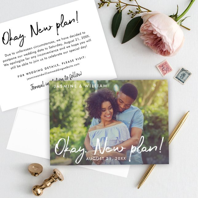 Funny Wedding Postponement Okay New Plan Photo Save The Date (Creator Uploaded)