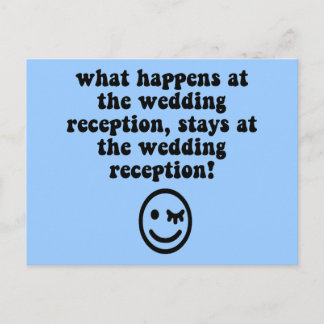 Funny wedding reception postcard