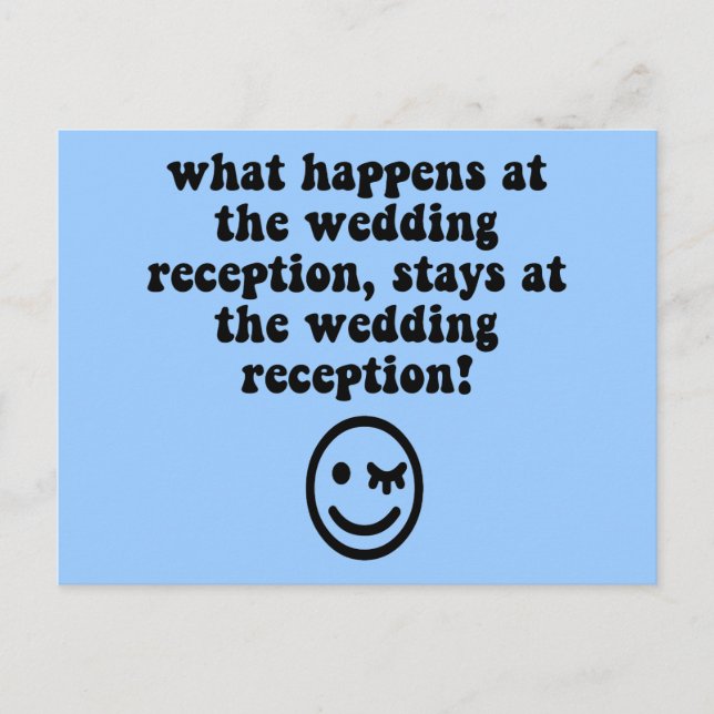 Funny wedding reception postcard (Front)