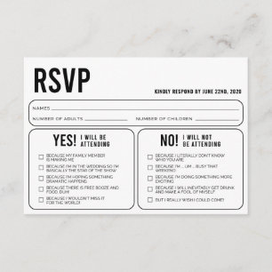Funny Wedding Response RSVP Enclosure Card