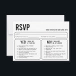 Funny Wedding Response RSVP Enclosure Card<br><div class="desc">This RSVP card is a fun way to have your guests respond to your wedding invitation. Make one of your wedding planning tasks a little less stressful!</div>