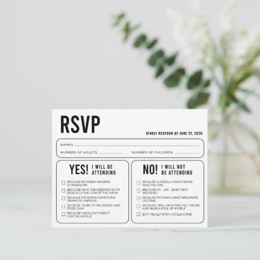 Funny Wedding Response RSVP Postcard | Zazzle