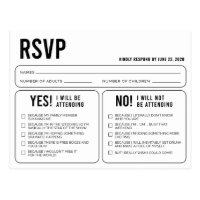 Funny Wedding Response RSVP Postcard