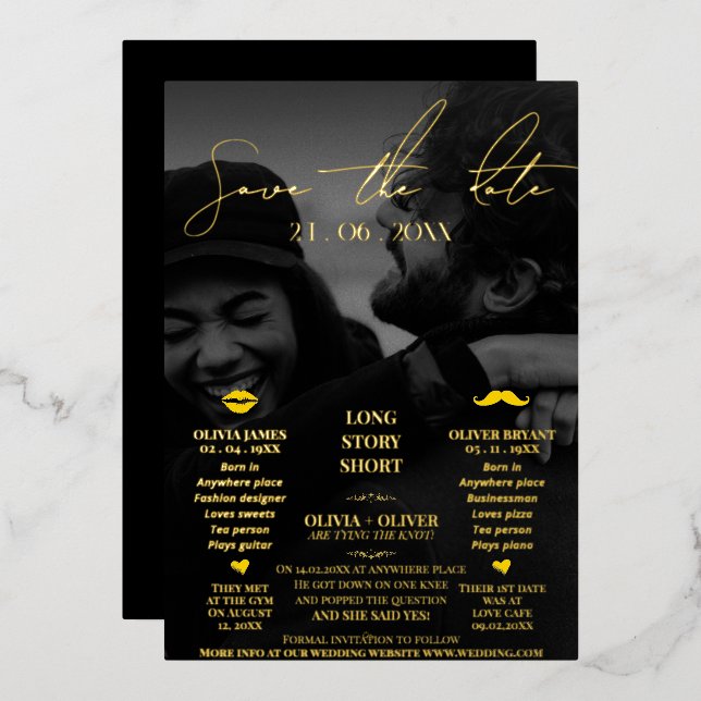 Funny wedding save the date  foil invitation (Front/Back)