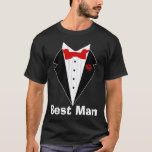 Funny wedding t shirt, groom, best man, groomsman T-Shirt<br><div class="desc">Funny wedding t shirt, set x 2,  1) groom t shirt, black bow tie,  2) : father/brother of the groom,  best man,  groomsman , , , , ,  : red bow tie,  or vice versa. VISIT STORE WEDDING CATEGORY.edit text</div>