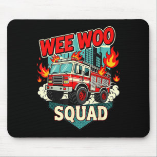 Funny Wee Woo Squad Fire Department Firefighter Fi Mouse Pad