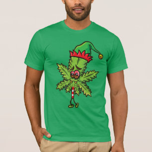 Funny Weed Christmas Elf T-Shirt