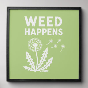Funny Weed Happens Vintage Dandelion Ink Stamp Art Peel And Stick Photo Tile