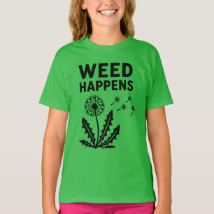 Funny Weed Happens Vintage Dandelion Ink Stamp Art T-Shirt