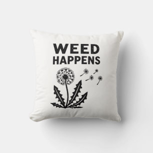 Funny Weed Happens Vintage Dandelion Ink Stamp Art Throw Pillow
