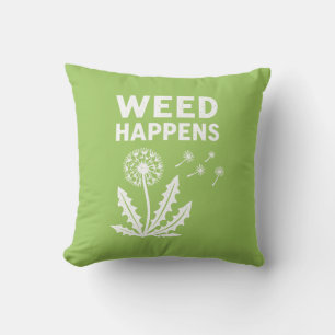 Funny Weed Happens Vintage Dandelion Ink Stamp Art Throw Pillow