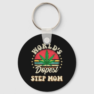 Funny Weed Mom Vintage Sunset Worlds St Step Mom  Keychain