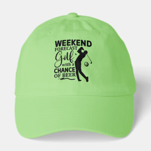 Funny weekend forecast golf word art hat