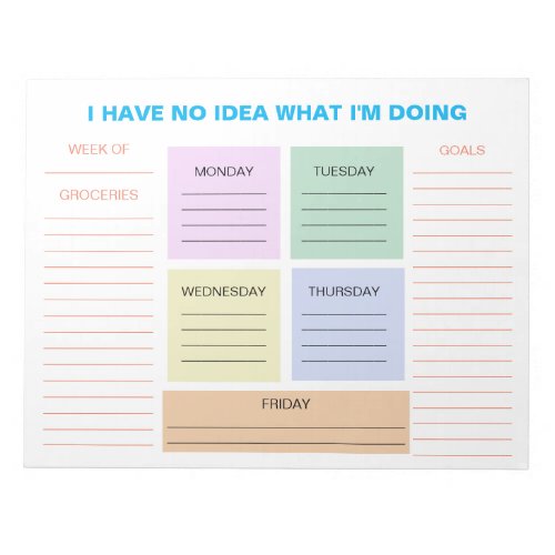 Funny Weekly Colorful Organizational Planner Notepad