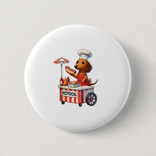 Funny Weenie Dachshund Dog Sausage Hotdog Sandwich Button