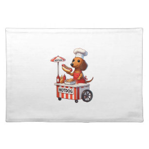 Funny Weenie Dachshund Dog Sausage Hotdog Sandwich Cloth Placemat