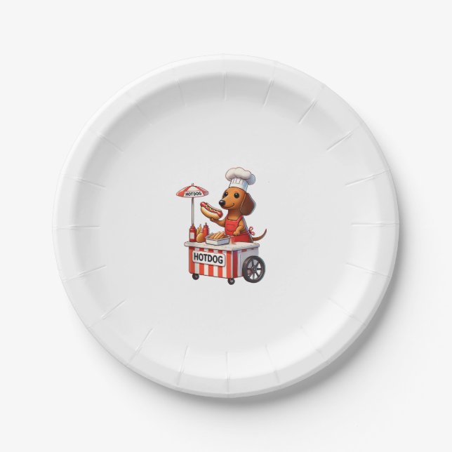 Funny Weenie Dachshund Dog Sausage Hotdog Sandwich Paper Plates (Front)