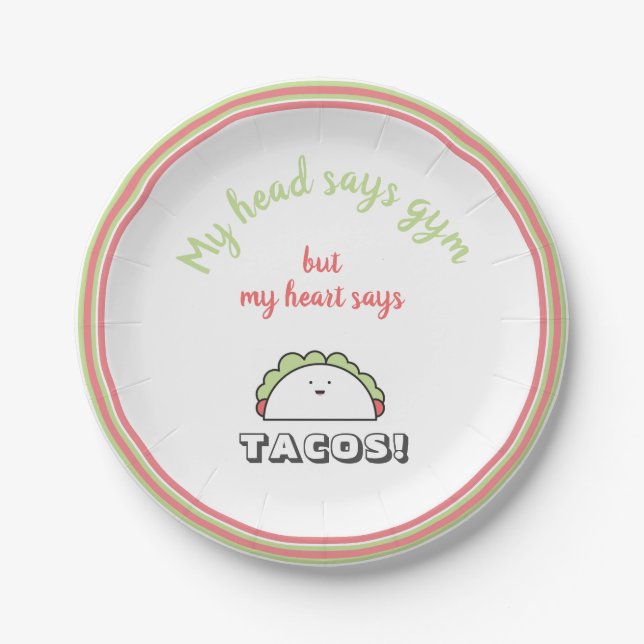 Funny Weight Loss Fitness pink Paper Plates (Front)
