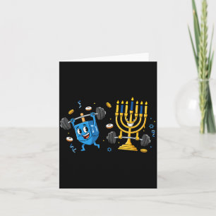 Funny Weightlifting Gym Dreidel Menorah Hanukkah W Card