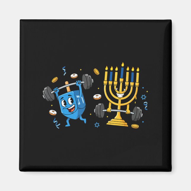 Funny Weightlifting Gym Dreidel Menorah Hanukkah W Magnet (Front)