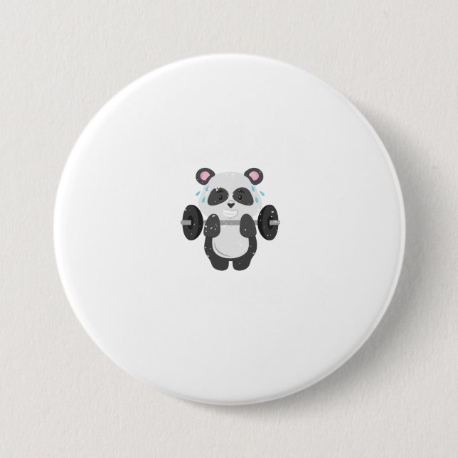 Funny Weightlifting Gym Panda Beast Workout Button (Front)