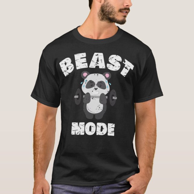 Funny Weightlifting Gym Panda Beast Workout T-Shirt (Front)