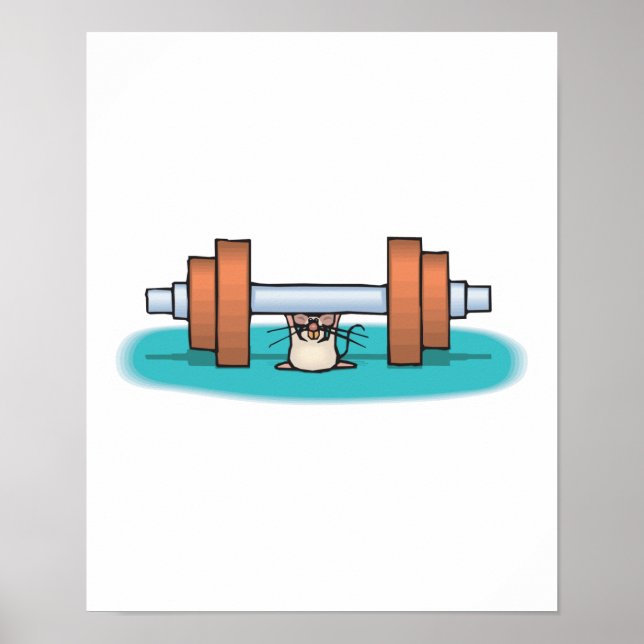 funny weightlifting mouse poster (Front)