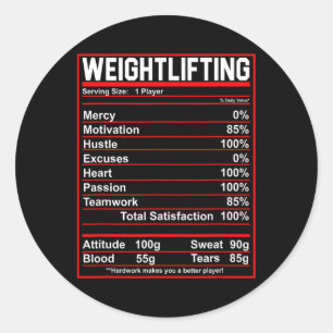 Funny Weightlifting Nutrition Facts Bodybuilding Classic Round Sticker
