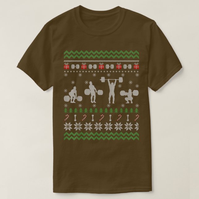 Funny Weightlifting Ugly Christmas Sweater Gift Fo (Design Front)