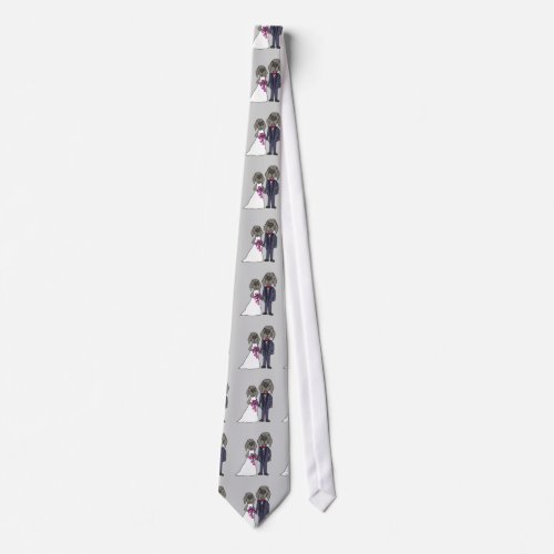 Funny Weimaraner Dog Bride and Groom Wedding Neck Tie