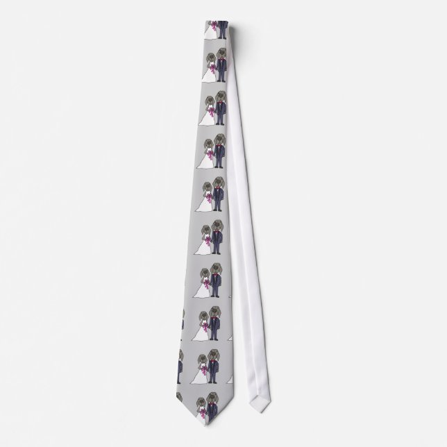 Funny Weimaraner Dog Bride and Groom Wedding Neck Tie (Front)