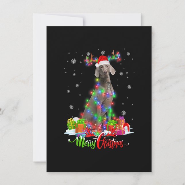 Funny Weimaraner Dog Merry Christmas Party Family  Invitation (Front)