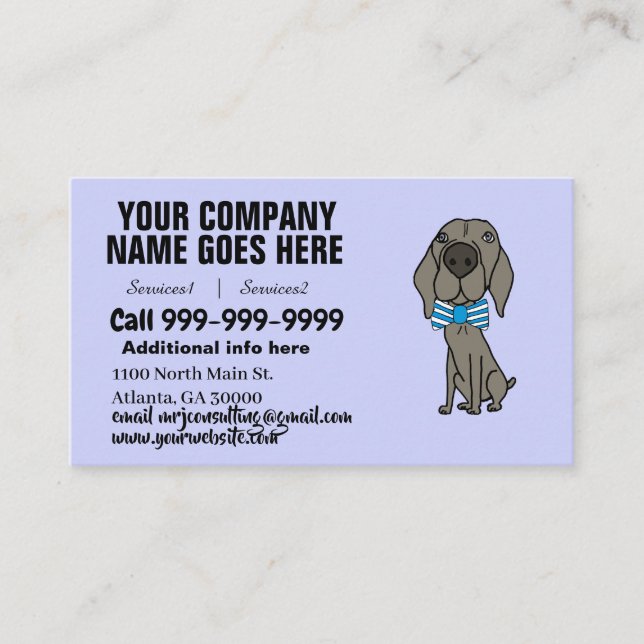 Funny Weimaraner Dog wearing Bow Tie Business Card (Front)