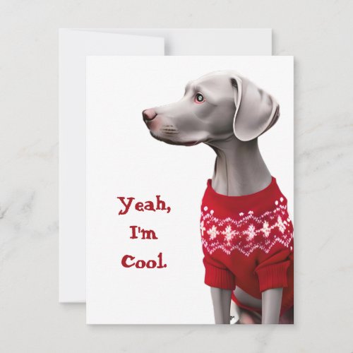 Funny Weimaraner in Christmas Sweater Holiday Card