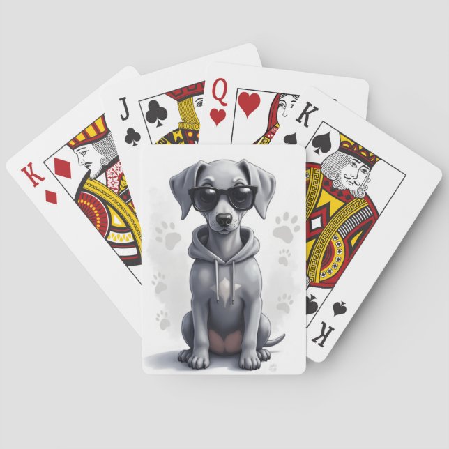 Funny Weimaraner Kawaii Dog Poker Cards (Back)