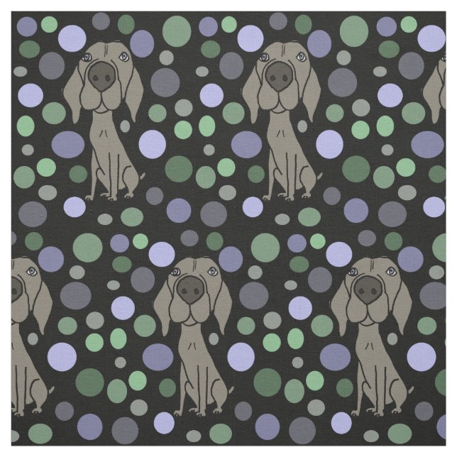 Funny Weimaraner Puppy Dog and Circles Pattern Fabric (Swatch)