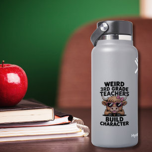 Funny Weird 3rd Grade Teachers Build Character Cow Sticker
