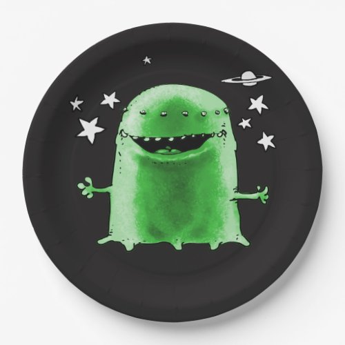 funny weird alien cartoon style illustration paper plates