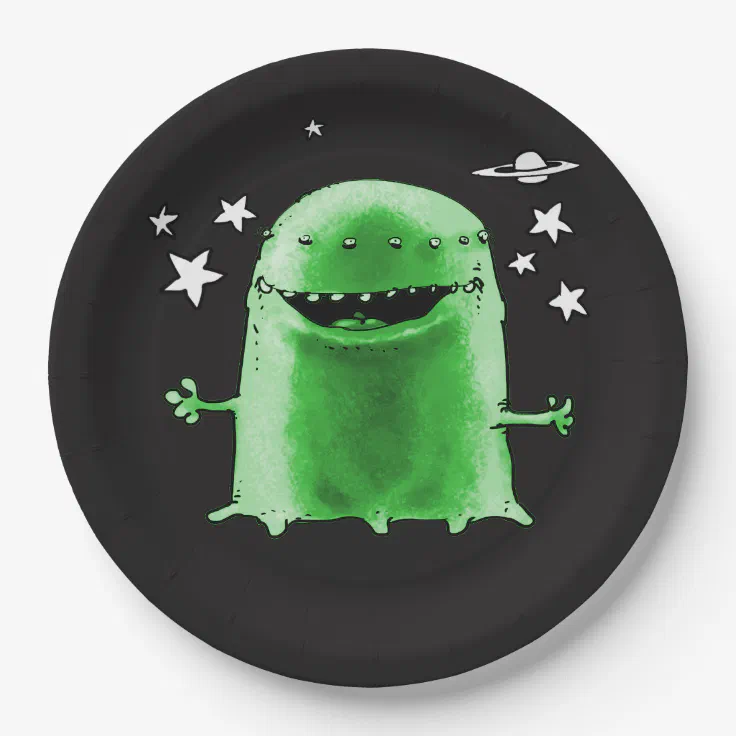 funny weird alien cartoon style illustration paper plates | Zazzle funny weird alien cartoon style illustration paper plates | Zazzle