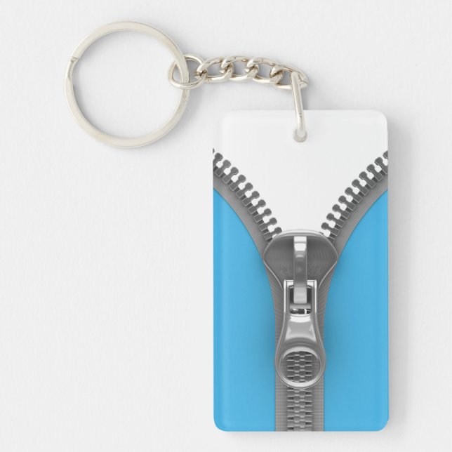 Funny Weird Realistic Blue Zipper Keychain (Front)
