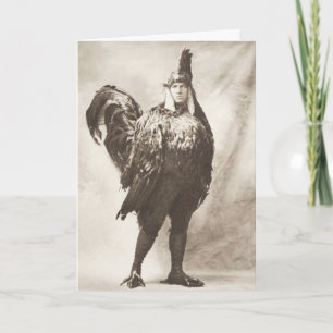Funny Weird Vintage Photograph of Chicken Costume Card