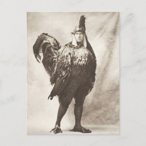 Funny Weird Vintage Photograph of Chicken Costume Postcard