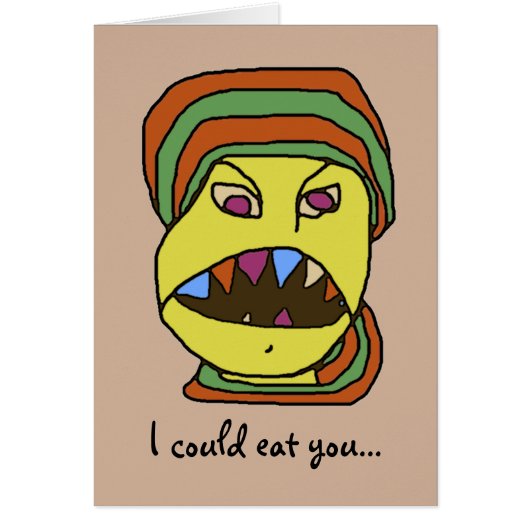 Funny WEIRDOS Hungry Cartoon Cards (Front)