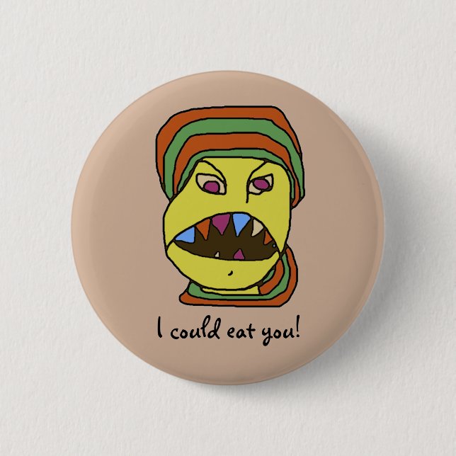 Funny WEIRDOS Hungry Cartoon Pinback Button (Front)