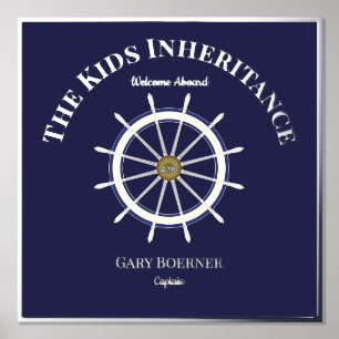 Funny Welcome Aboard Ship's Wheel Foil Text Prints